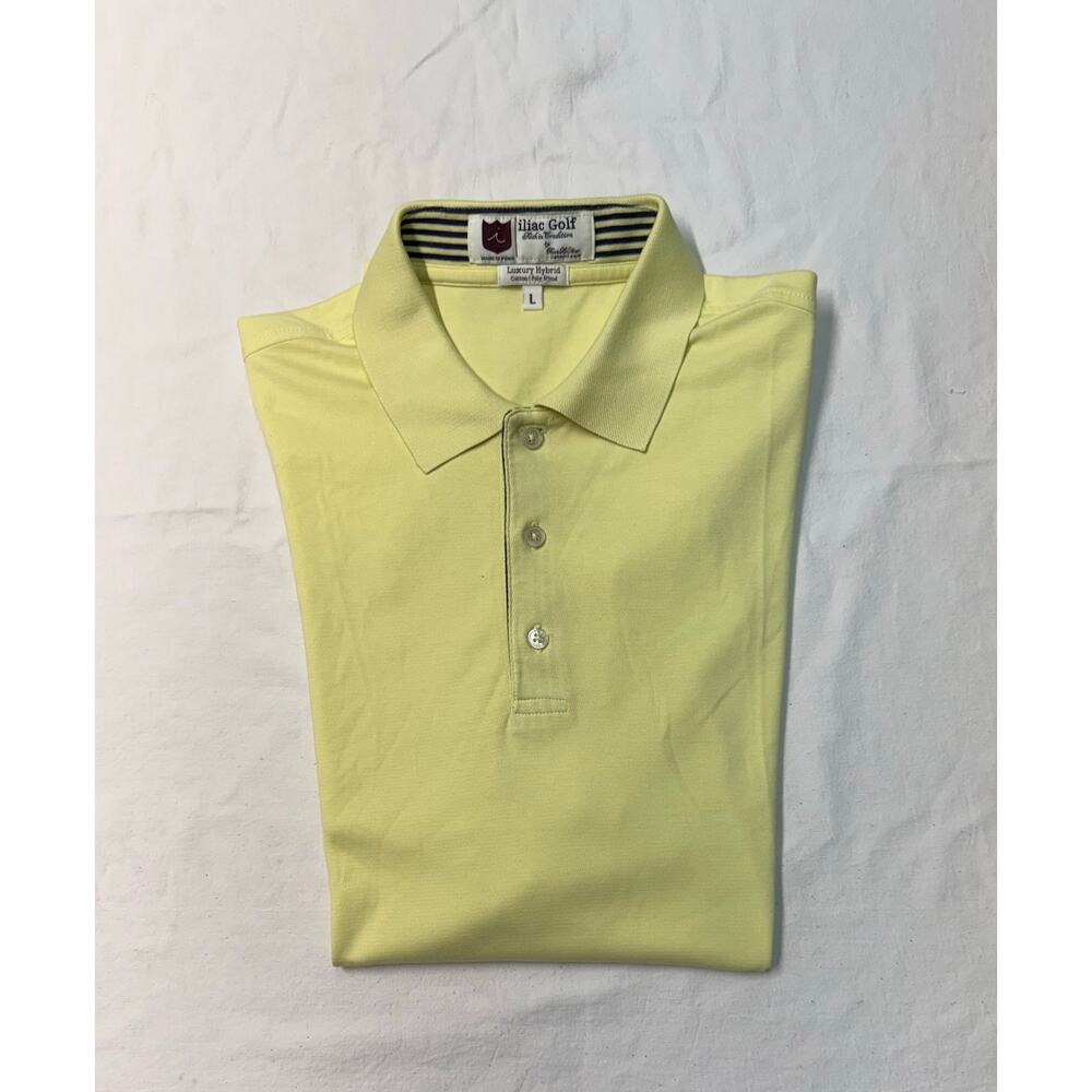 Iliac Golf Polo Shirt luxury hybrid Men’s Size L Performance Outdoor golf yellow